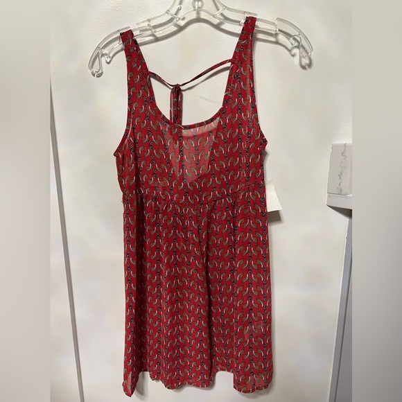 NWT Bongo  Boho Shear Paisley Flowy Tunic backless Red Top Sz. XS - Picture 8 of 11